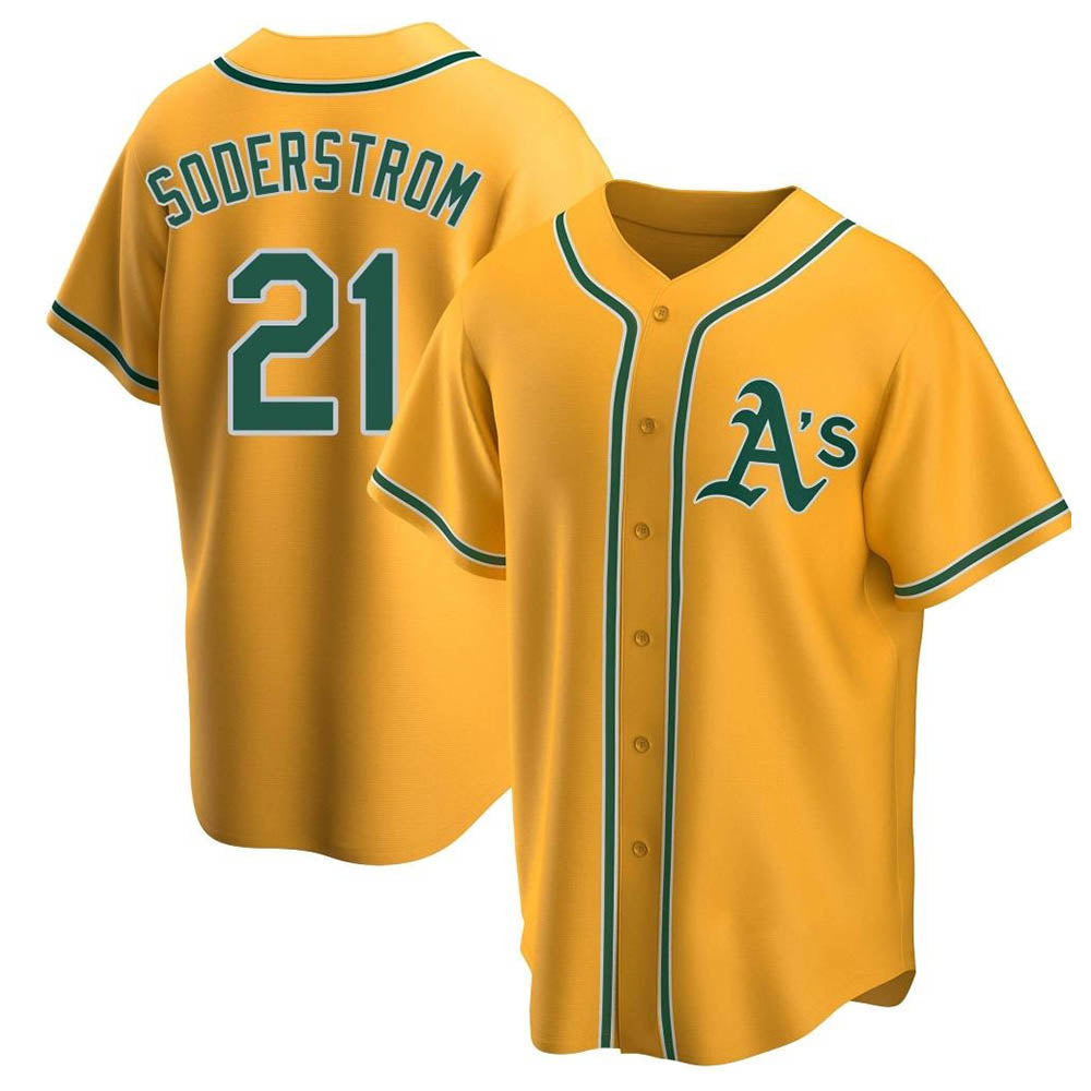 Athletics #21 Tyler Soderstrom player Gold Replica Alternate Stitched Jersey