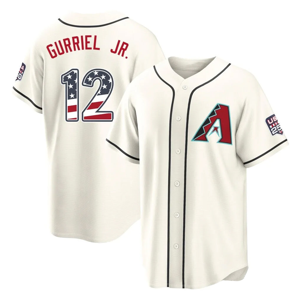 A.Diamondbacks #12 Lourdes Gurriel Jr Player Cream USA 250 Fourth of July Home Game Gdoa250Ys Stitched Jerseys