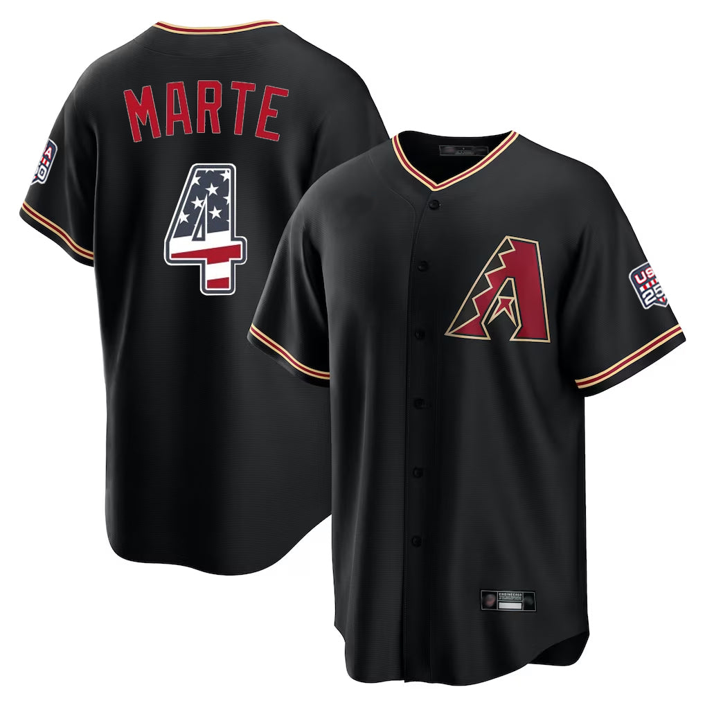 A.Diamondbacks #4 Ketel Marte Player Black USA 250 Fourth of July Game Home Gdoa250Ys Stitched Jerseys