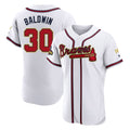 A.Braves #30 Drake Baldwin Player White Gold Limited Elite Home Game Gdoa Stitched Jerseys