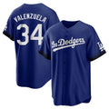 LA.Dodgers #34 Fernando Valenzuela Player Royal City Connect Home Game Gdoa Stitched Jerseys