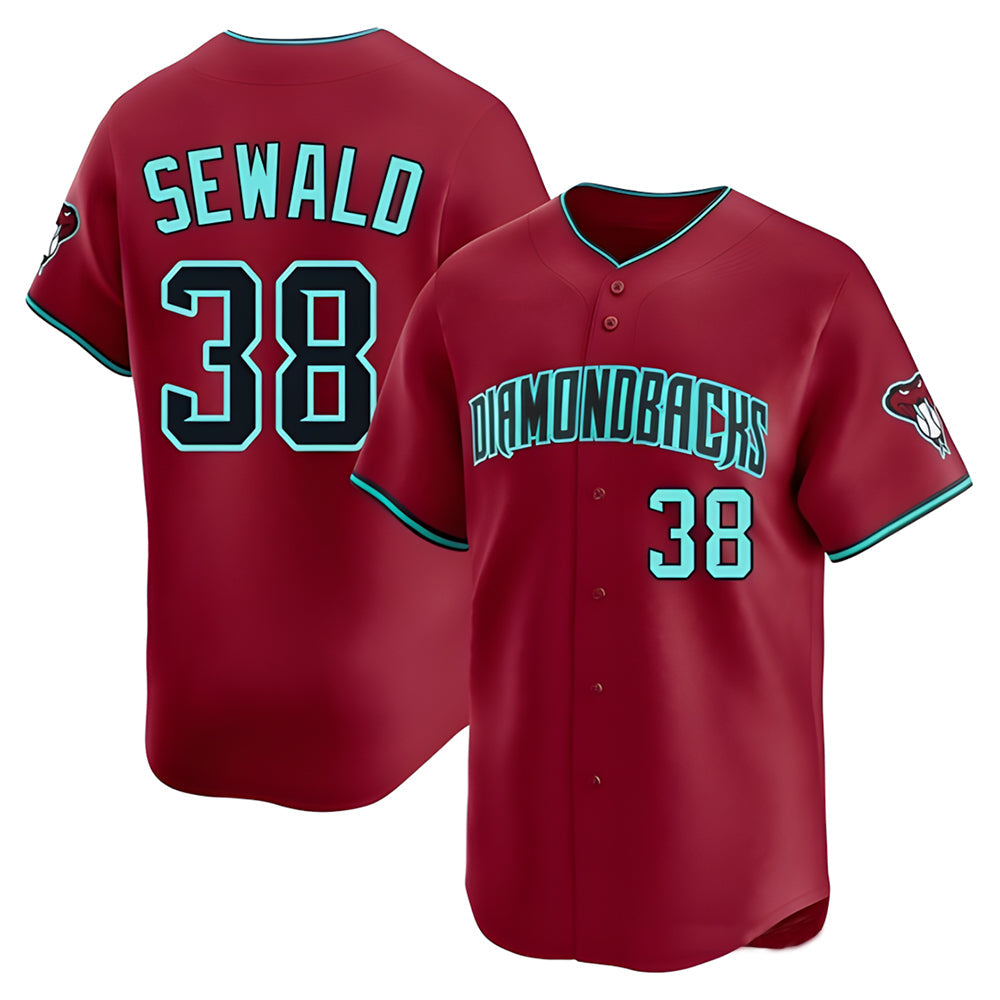A.Diamondbacks #38 Paul Sewald Player Red Limited Alternate Stitched Jersey