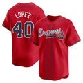 A.Braves #40 Reynaldo Lopez player Red Limited Alternate Stitched Jerseys