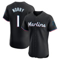M.Marlins #1 Connor Norby Player Black Vapor Home Limited Elite Gdoa Stitched Jerseys