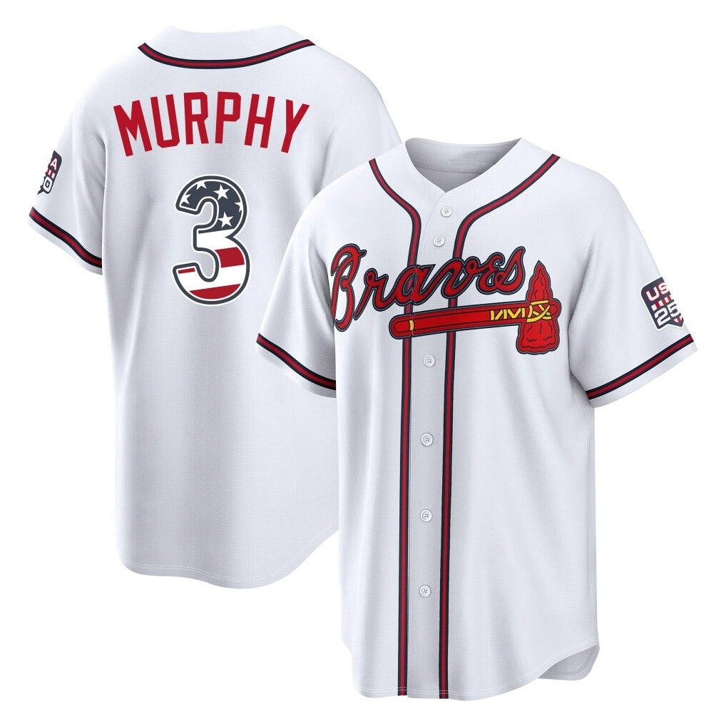 A.Braves #3 Dale Murphy Player White USA 250 Fourth Of July Limited Home Game Gdoa250Ys Stitched Jerseys