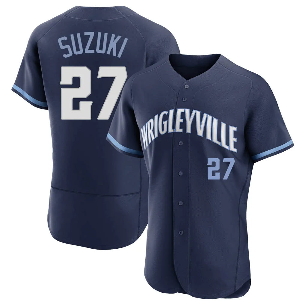 C.Cubs #27 Seiya Suzuki Player Navy City Connect Limited Elite Home Gdoa Stitched Jerseys