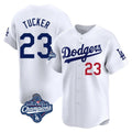 LA.Dodgers #23 Kyle Tucker Player White World Series Meet Limited Home Gdoa Stitched Jerseys