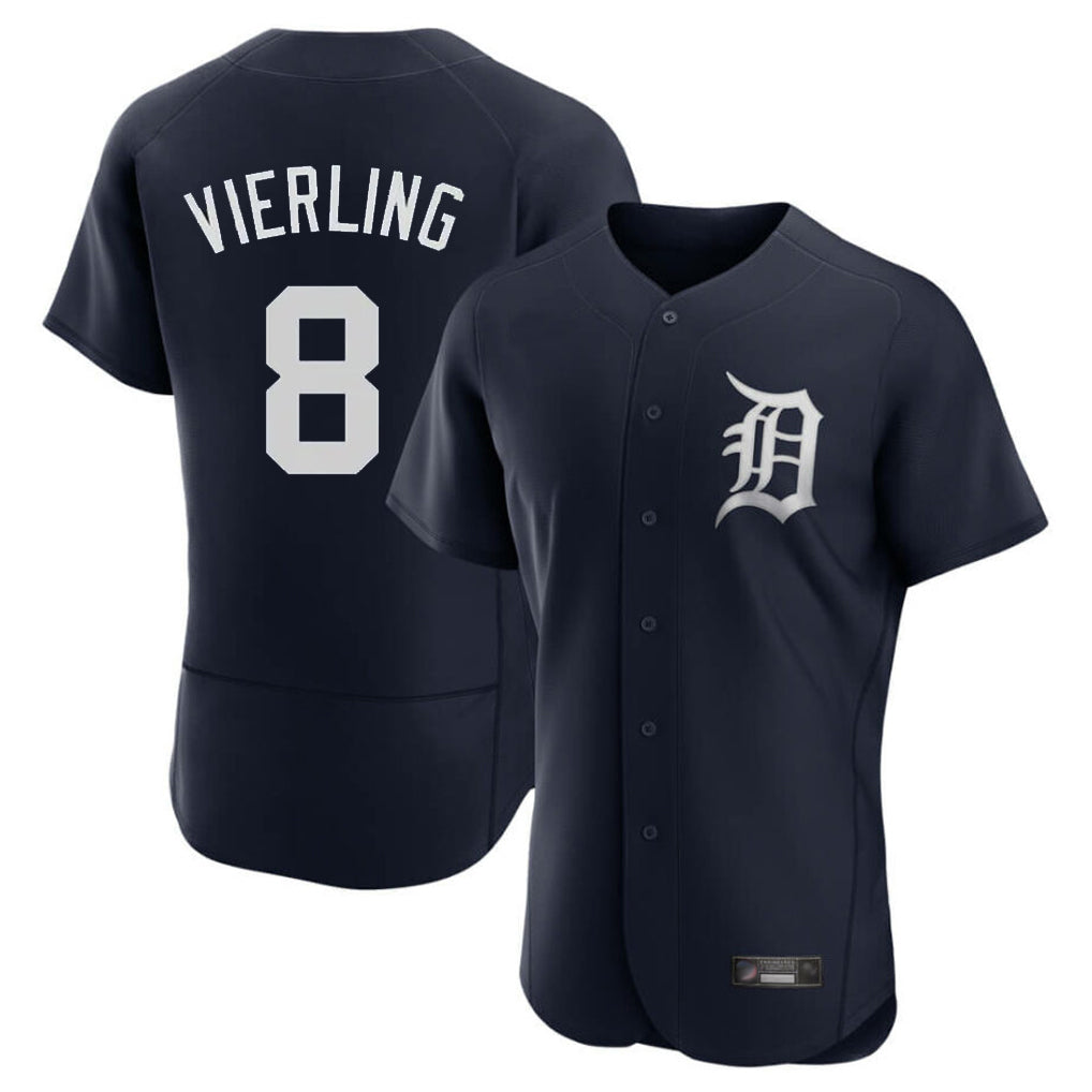 D.Tigers #8 Matt Vierling Player Navy Limited Elite Home Gdoa Stitched Jerseys