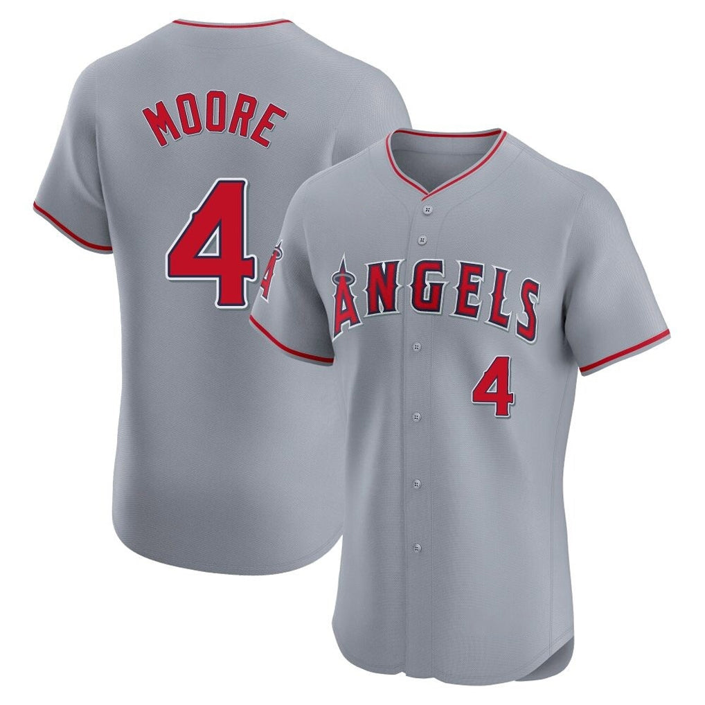LA.Angels #4 Christian Moore Player Gray Home Limited Elite Gdoa Stitched Jerseys