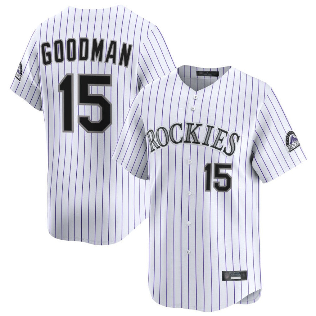 C.Rockies #15 Hunter Goodman Player White Limited Home Gdoa Stitched Jerseys