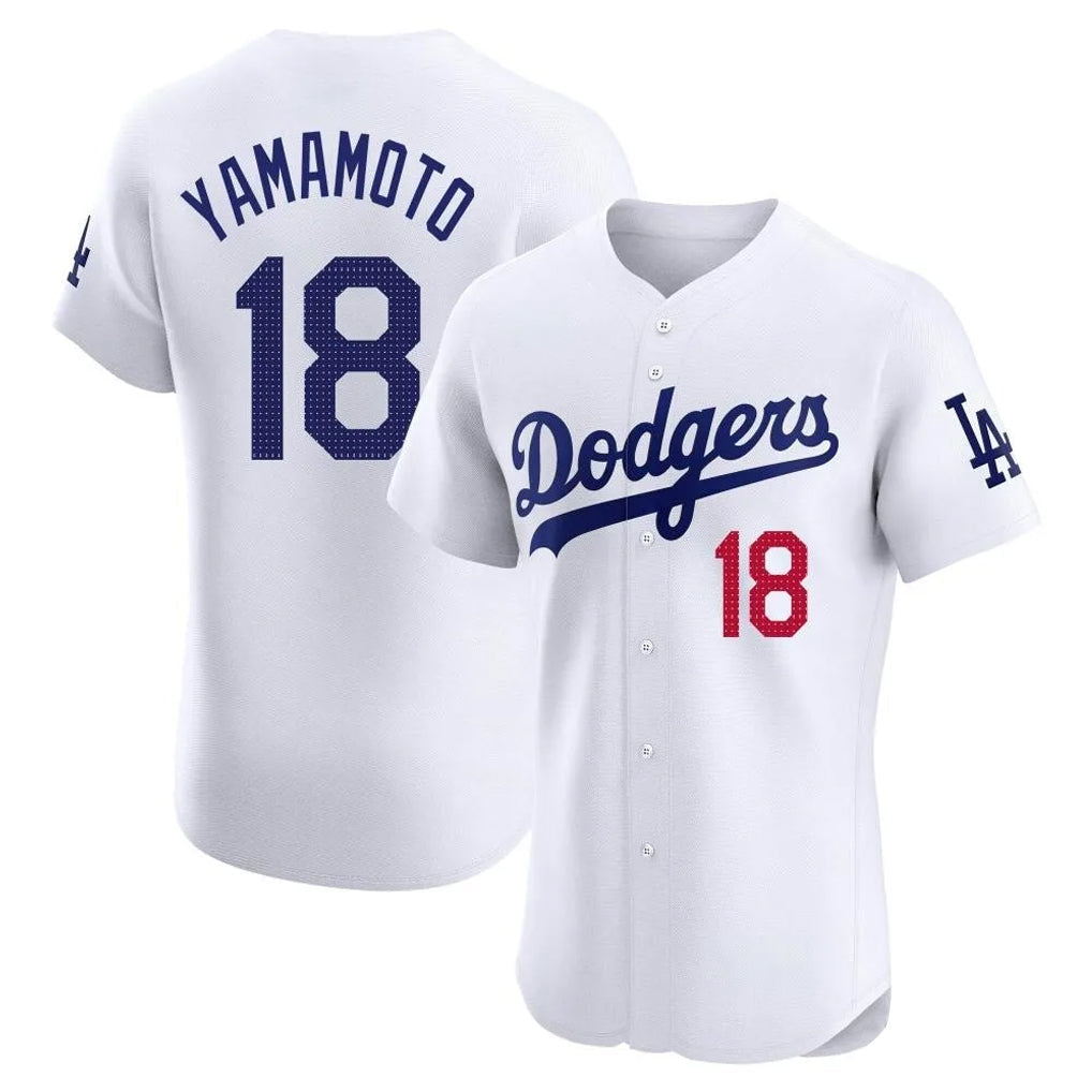 LA.Dodgers #18 Yoshinobu Yamamoto Player White Limited Elite Home Gdoa Stitched Jerseys