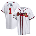 A.Braves #1 Ozzie Albies Player White Gold Home Game Gdoa Stitched Jerseys