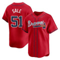 A.Braves #51 Chris Sale Player Red Limited Home Game Gdoa Stitched Jerseys