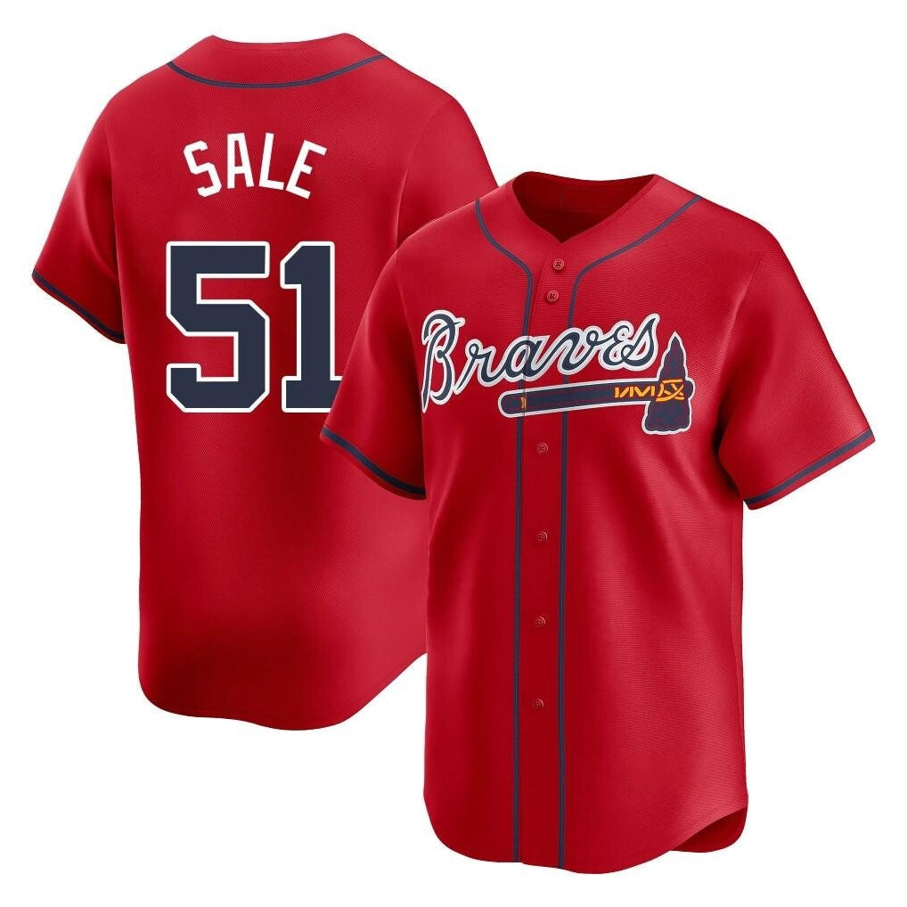 A.Braves #51 Chris Sale Player Red Limited Home Game Gdoa Stitched Jerseys