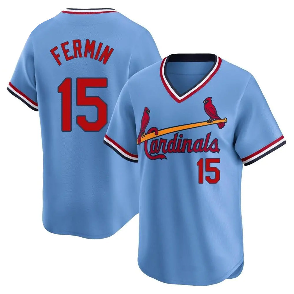 St. Louis Cardinals #15 Jose Fermin Player Light Blue City Connect Home T-shirt Stitched Jerseys