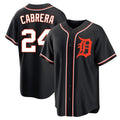 D.Tigers #24 Miguel Cabrera Player Black Fashion Out Home Game Gdoa Stitched Jerseys