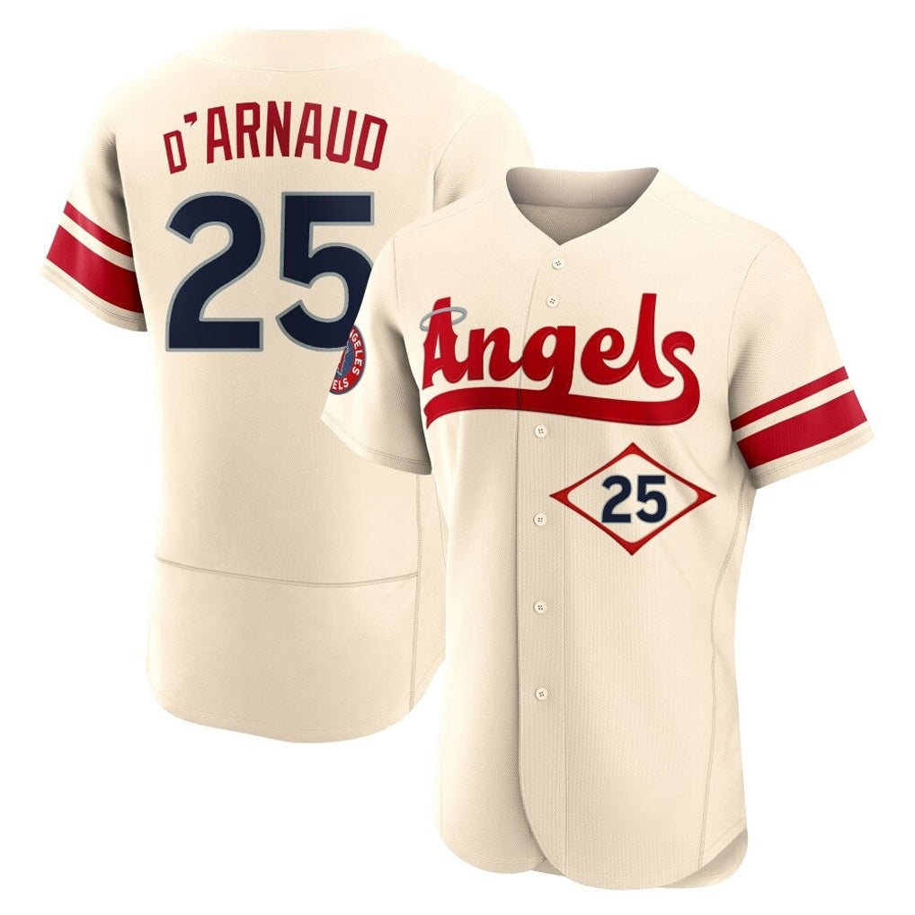 LA.Angels #25 Travis d'Arnaud Player Cream City Connect Limited ELite Home Gdoa Stitched Jerseys