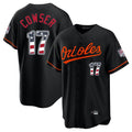 B.Orioles #17 Colton Cowser Player Black USA 250 Fourth of July Home Game Gdoa Stitched Jerseys