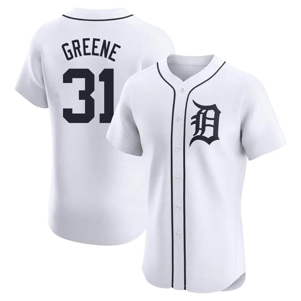 D.Tigers #31 Riley Greene Player White Limited Elite Home Gdoa Stitched Jerseys