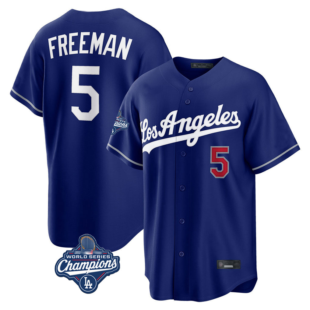 LA.Dodgers #5 Freddie Freeman Player Royal World Series Meet Game Home Gdoa Stitched Jerseys
