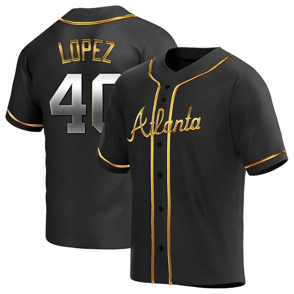 A.Braves #40 Reynaldo Lopez player Black &Gold Replica en Alternate Stitched Jerseys