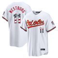 B.Orioles #11 Jordan Westburg Player White USA 250 Fourth of July Home Game Gdoa Stitched Jerseys