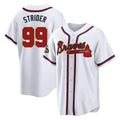 A.Braves #99 Spencer Strider Player White Gold Home Game Gdoa Stitched Jerseys