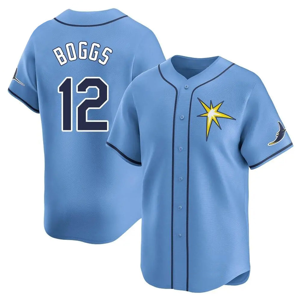 T.Bay Rays #12 Wade Boggs Player Light Blue Home Limited Stitched Jerseys