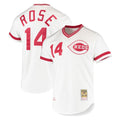 C.Reds #14 Pete Rose Player White Mitchell & Ness Throwback Cooperstown Mesh T-shirt Game Gdoa Stitched Jerseys