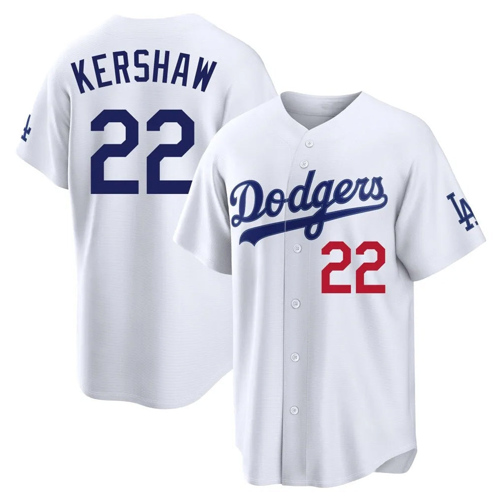 LA.Dodgers #22 Clayton Kershaw Player White Home Game Gdoa Stitched Jerseys