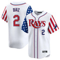 T.Bay Rays #2 Yandy Diaz Player White 2025 Independence Day Vapor Premier Limited Stitched Jerseys