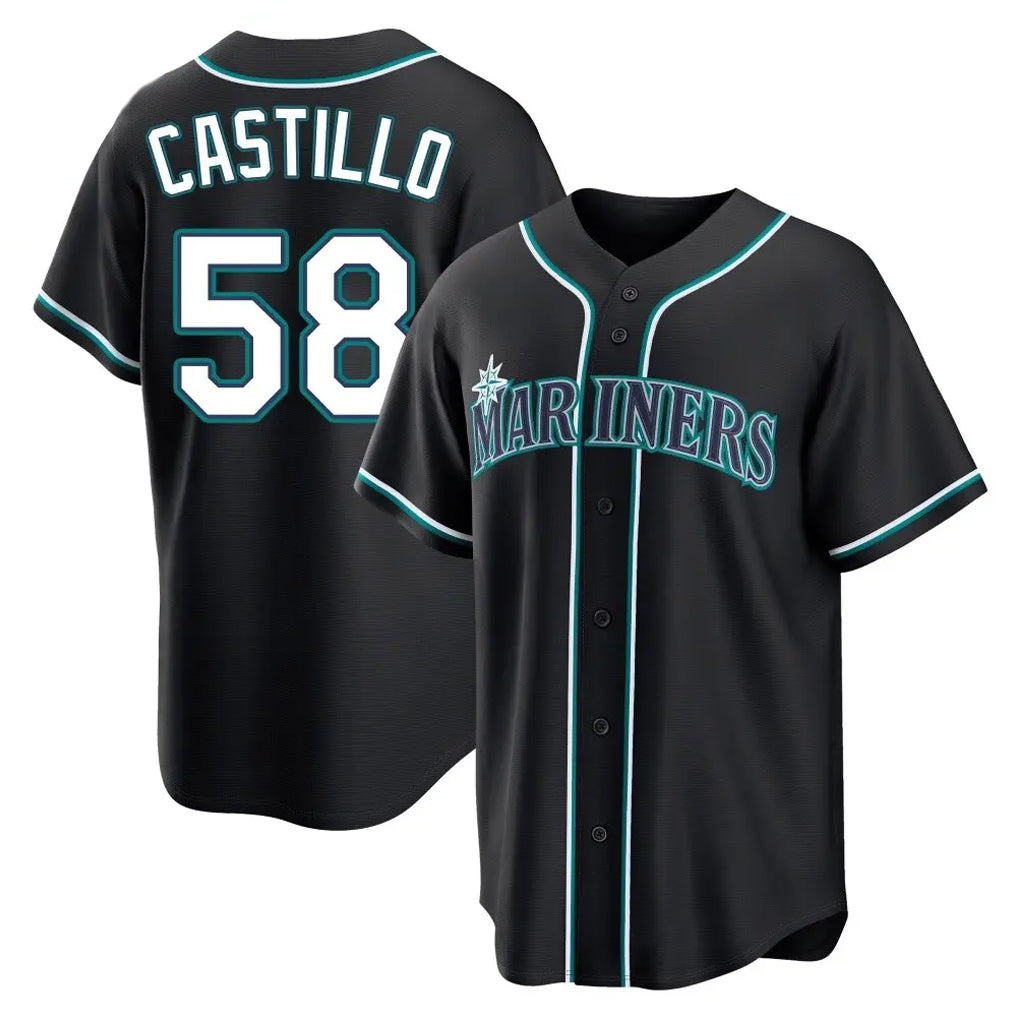 S.Mariners #58 Luis Castillo Player Black Fashion Home Limited Gdoa Stitched Jerseys