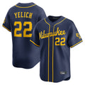 M.Brewers #22 Christian Yelich Player Navy Home Limited Gdoa Stitched Jerseys