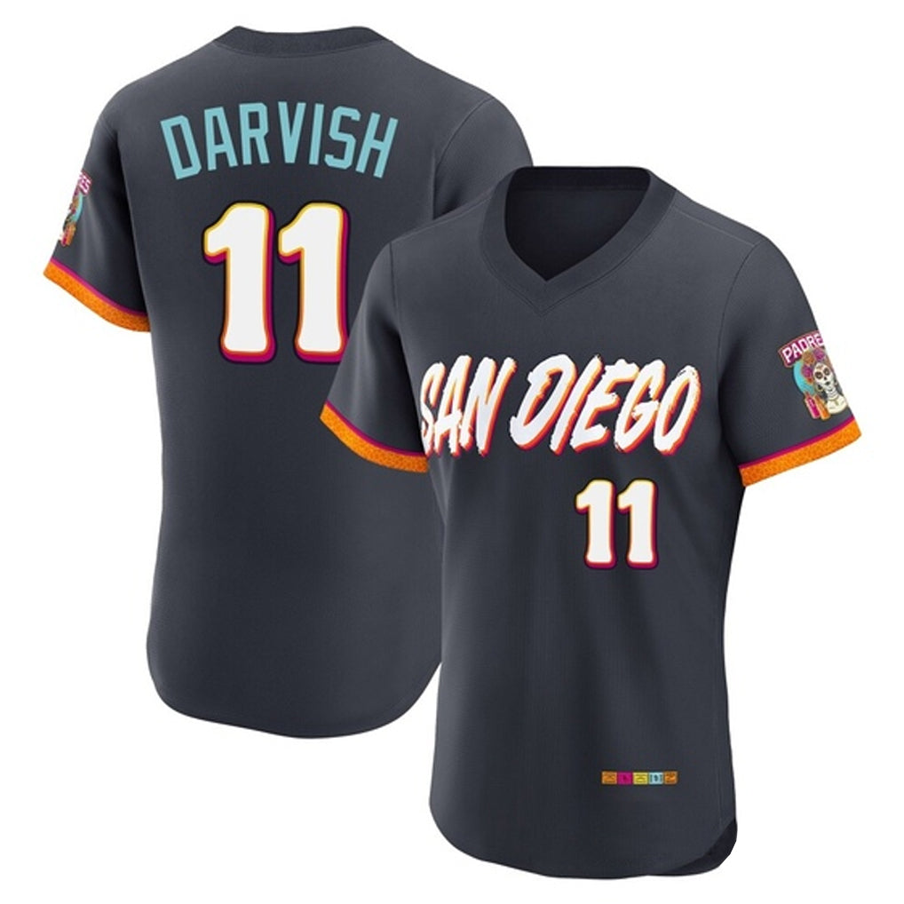 S.Diego Padres #11 Yu Darvish Player Obsidian 2026 City Connect Home Elite T-shirt Stitched Jerseys