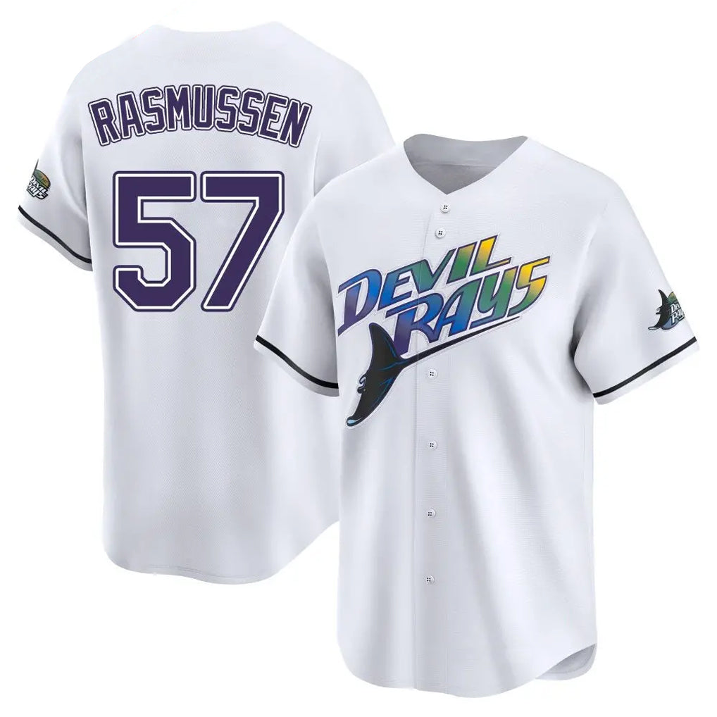 T.Bay Rays #57 Drew Rasmussen Player White City Connect Home Gdoa Stitched Jerseys