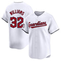 C.Guardians #32 Gavin Williams Player White Limited Home Gdoa Stitched Jerseys