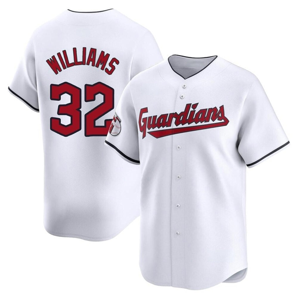 C.Guardians #32 Gavin Williams Player White Limited Home Gdoa Stitched Jerseys