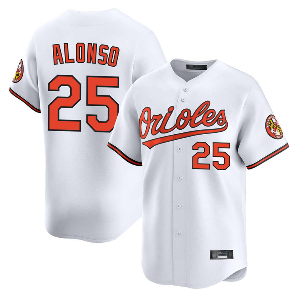 B.Orioles #25 Pete Alonso Player White Limited Home Game Gdoa Stitched Jerseys