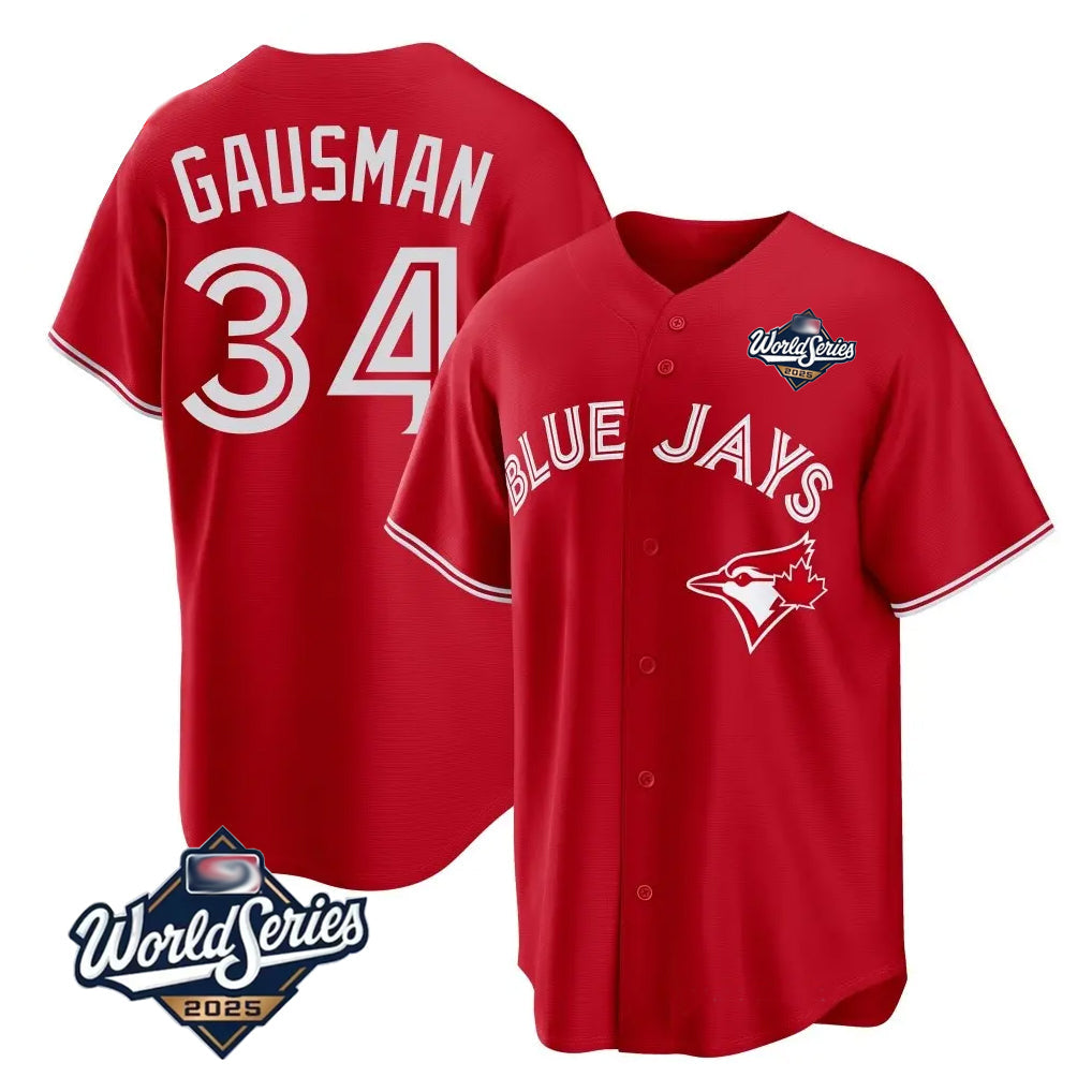 T.Blue Jays #34 Kevin Gausman Player Red 2025 American League All Stitched Jerseys