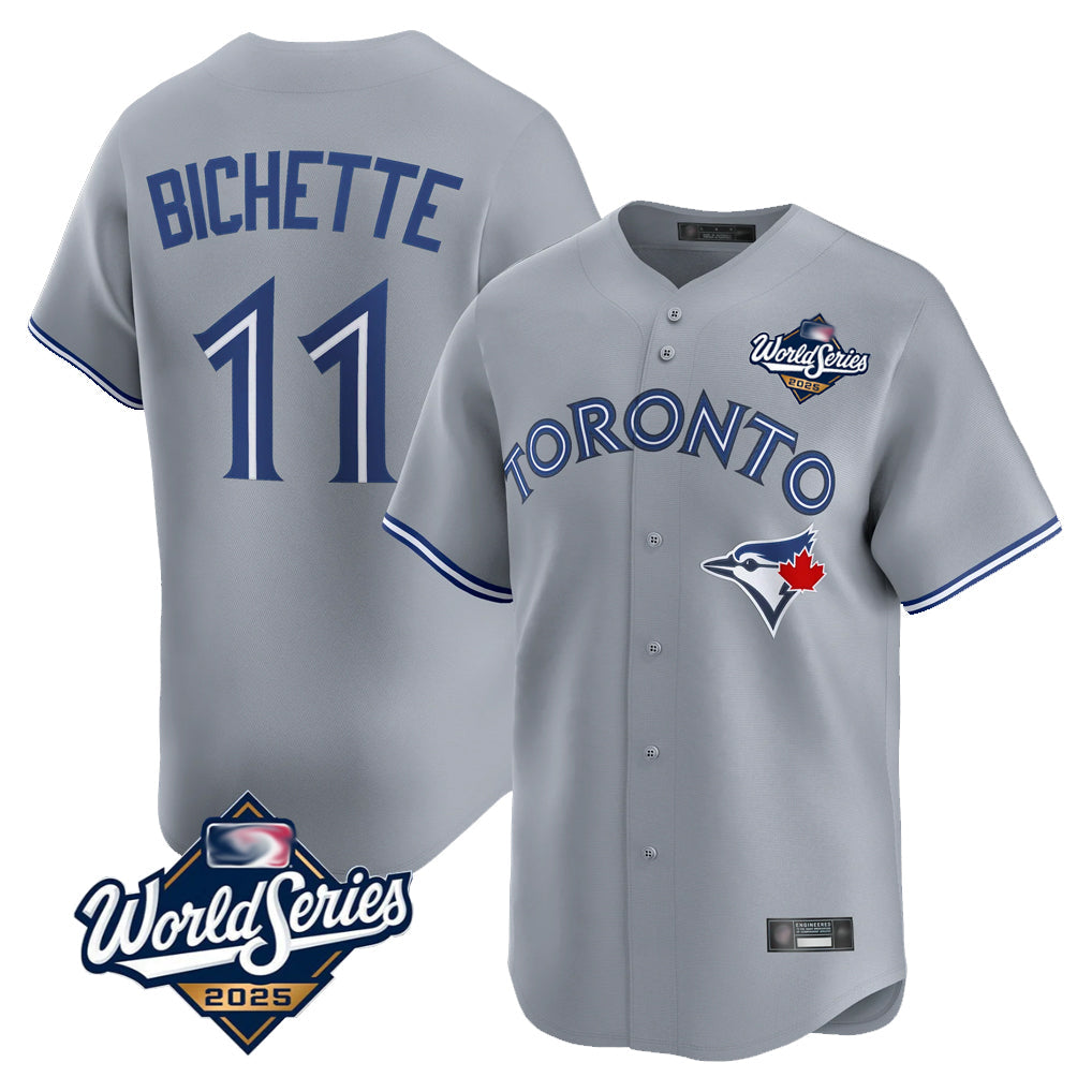 T.Blue Jays #11 Bo Bichette Player Gray 2025 World Series Limited Home Stitched Jerseys