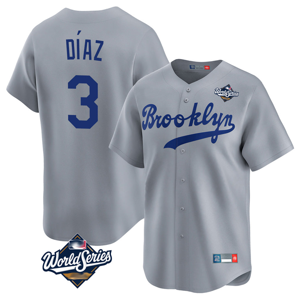 LA.Dodgers #3 Edwin D¨ªaz Player Gray World Series Game Limited Home Gdoa Stitched Jerseys