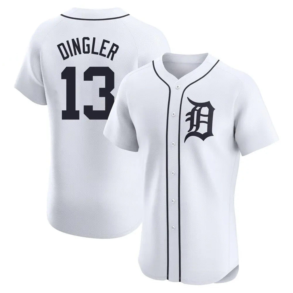 D.Tigers #13 Dillon Dingler Player White Limited Elite Home Gdoa Stitched Jerseys