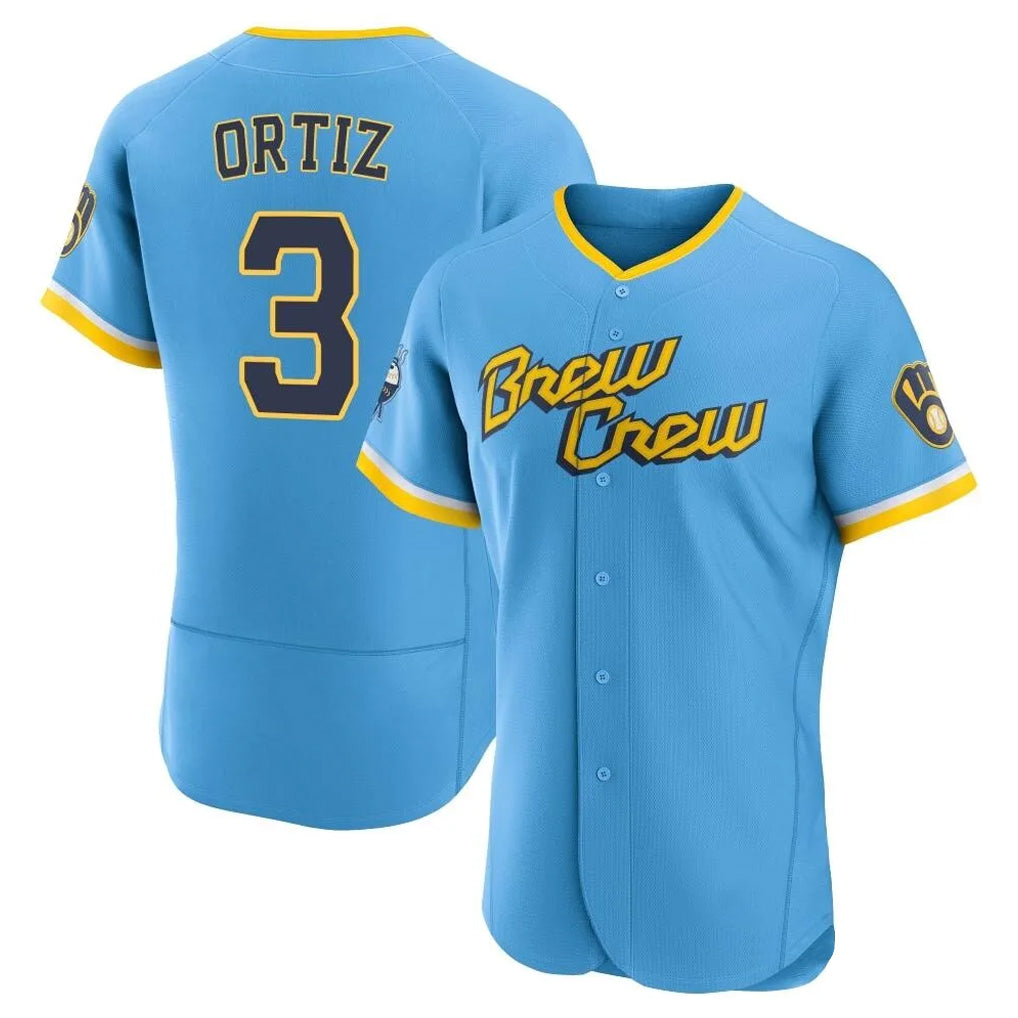 M.Brewers #3 Joey Ortiz Player Light Blue City Connect Home Limited Elite Gdoa Stitched Jerseys