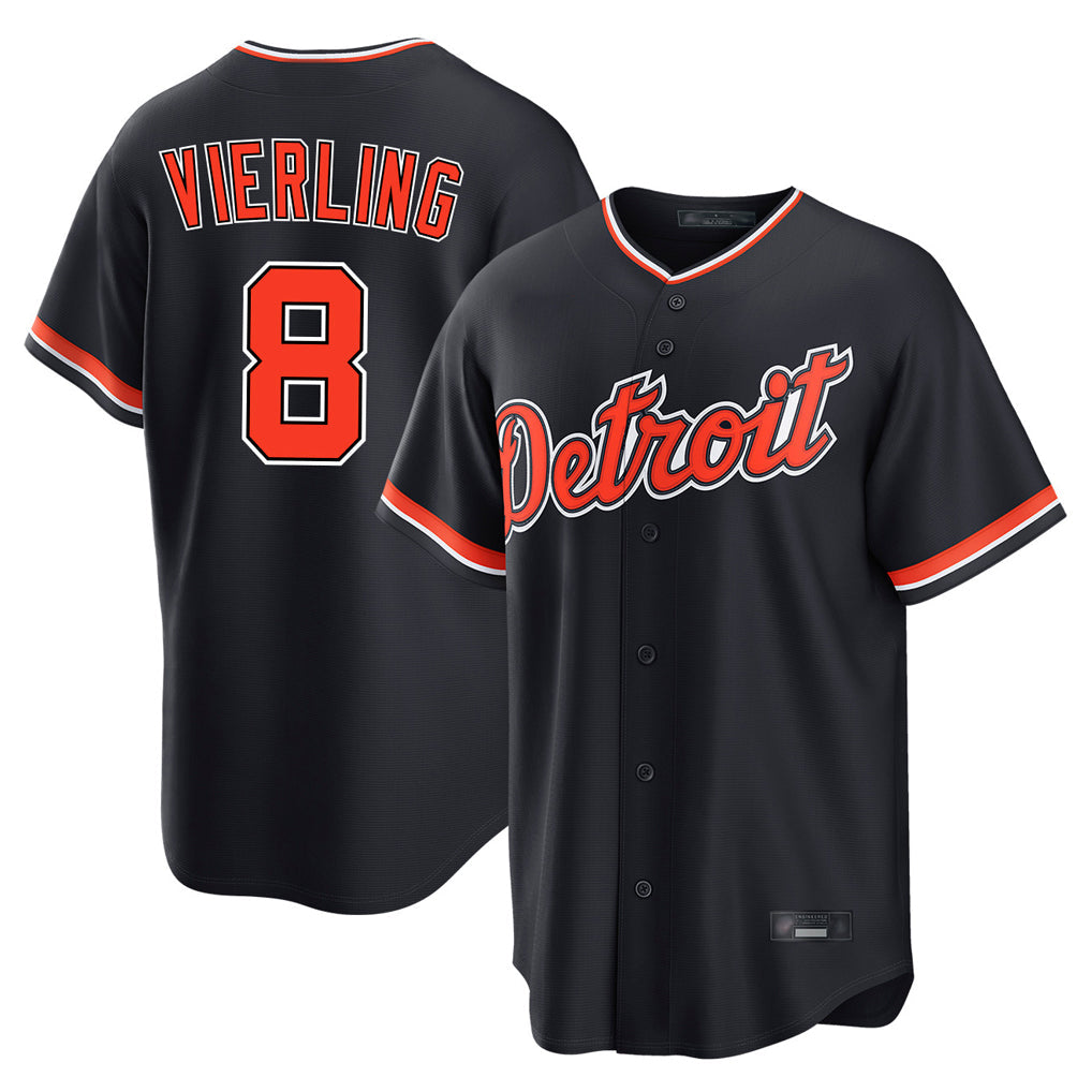D.Tigers #8 Matt Vierling Player Navy Home Game Gdoa Stitched Jerseys