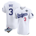 LA.Dodgers #3 Edwin D¨ªaz Player White World Series Limited Elite Home Gdoa Stitched Jerseys