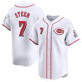 C.Reds #7 Spencer Steer Player White Home Limited Gdoa Stitched Jerseys