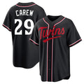 M.Twins #29 Rod Carew Player Black Fashion Out Home Limited Gdoa Stitched Jerseys