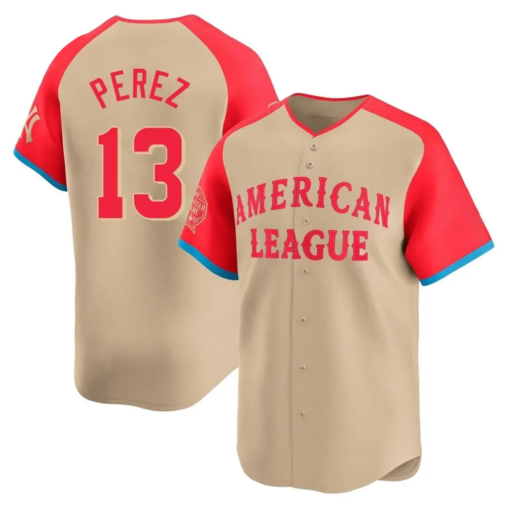 KC.Royals #13 Salvador Perez Player Cream American League All-Star Game Limited Home Gdoa Stitched Jerseys