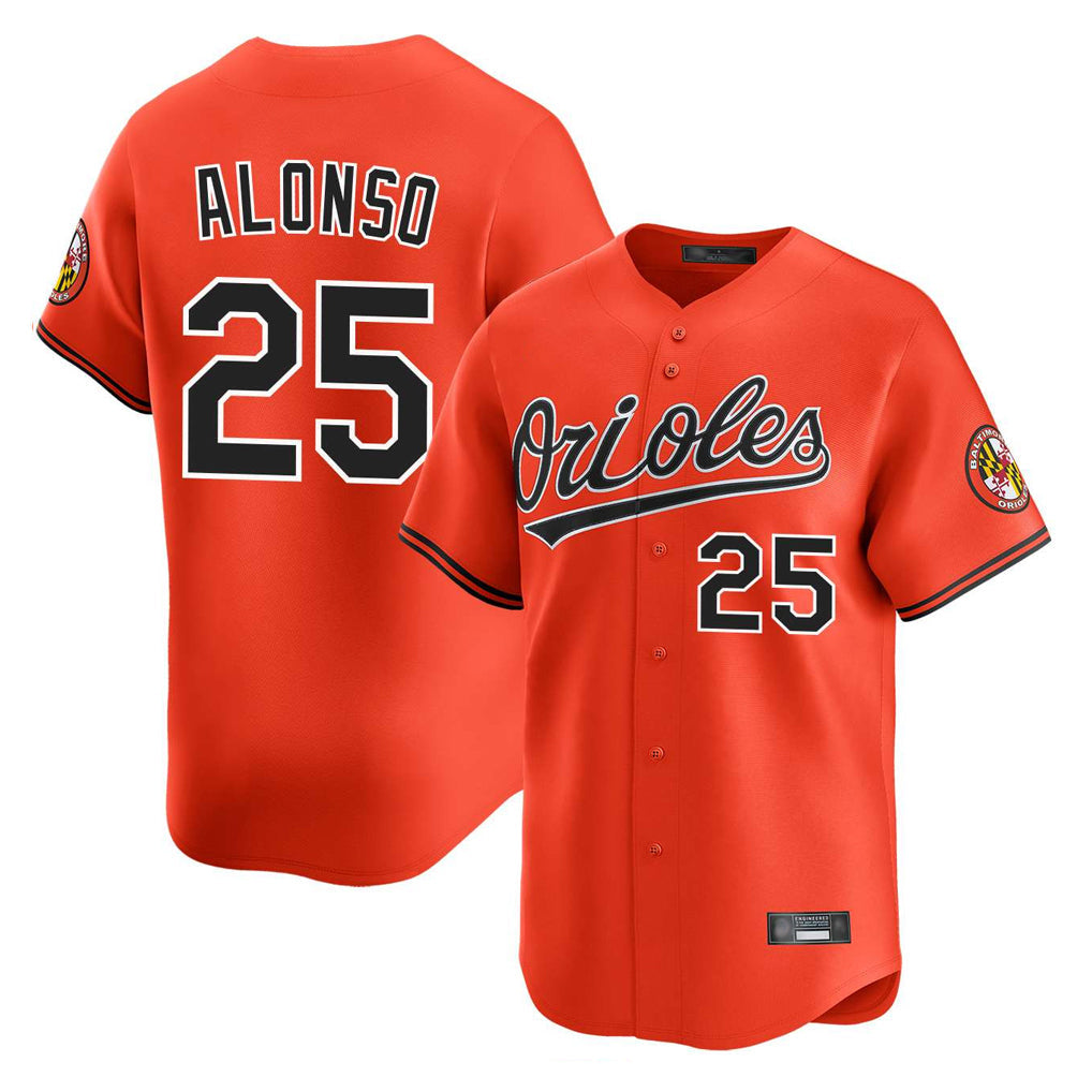 B.Orioles #25 Pete Alonso Player Orange Limited Home Game Gdoa Stitched Jerseys