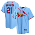St. Louis Cardinals #21 Lars Nootbaar Player Light Blue Home Game Stitched Jerseys